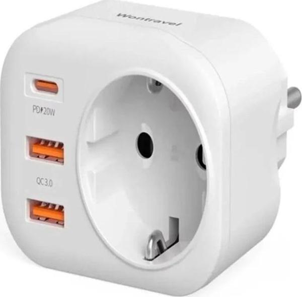 Ac-115 2500w 3.4a 2usb 1type-c 1soket Akım Korumalı Şarj Adaptörü Priz Çoğaltıcı - Image 1