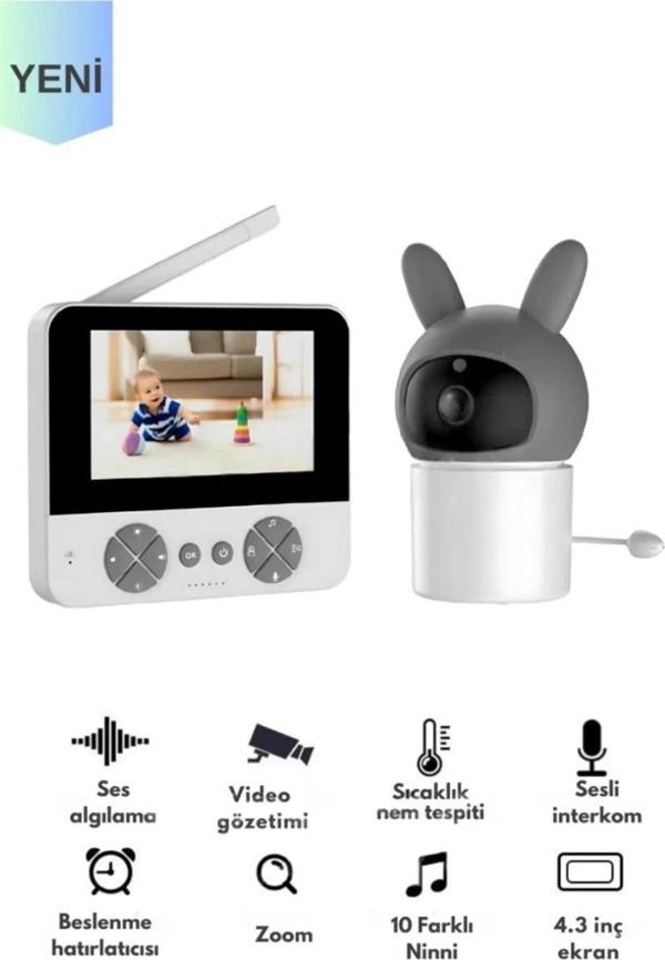 Bebek Kamerası Kumandalı Monitörlü Karşılıklı Konuşma Özellikli , Hatırlatıcılı Ip Bebek Kamerası - Image 1
