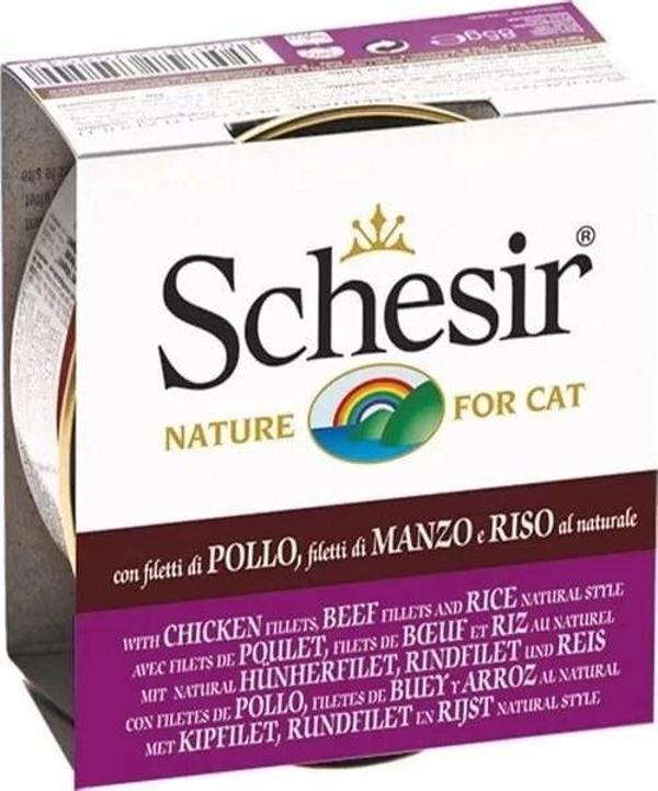 Schesir Tavuk ve Sığır Etli Naturel Konserve Kedi Maması 85 Gr - Image 1