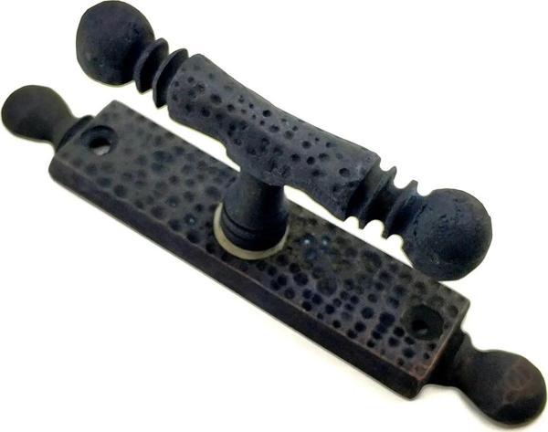 Antika Tarz Dekoratif Pirinç Misket Pencere Kolu - 165x32 Mm, Oksit - Image 1
