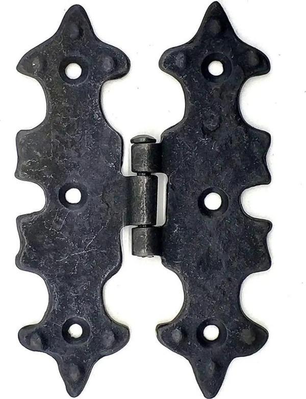 Antika Tarz Dekoratif Pirinç Lale Menteşe - 104x77 Mm, Oksit - Image 1