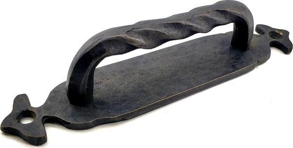 Antika Tarz Dekoratif Pirinç Burgulu Çekme Kol - 148x33 Mm, Oksit - Image 1