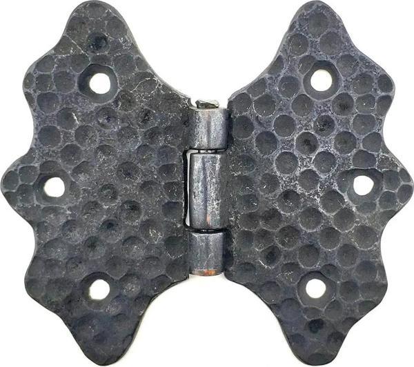 Antika Tarz Dekoratif Pirinç Kelebek Menteşe - 92 Mm, Oksit - Image 1