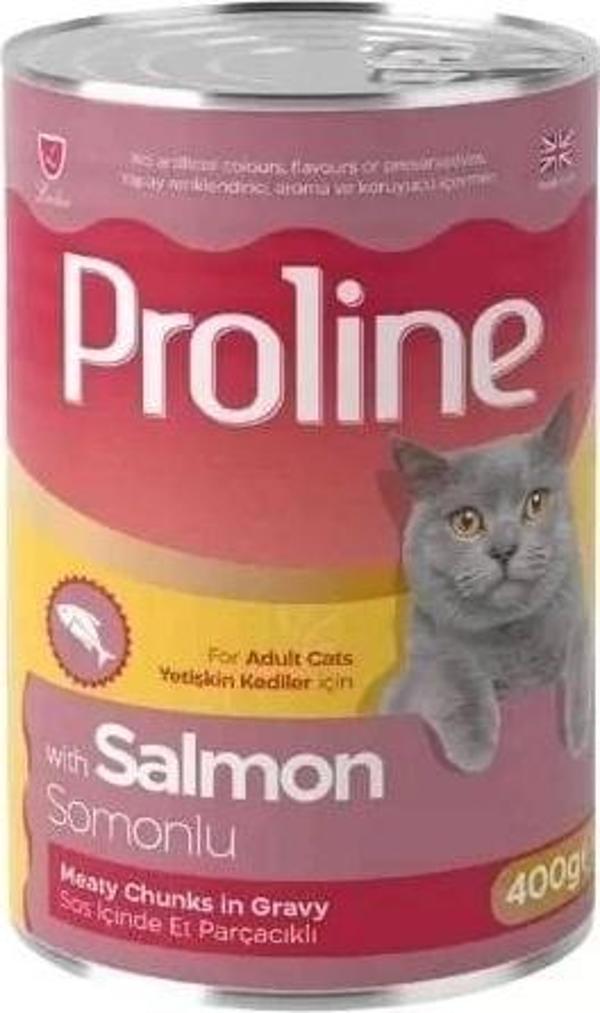 Proline Sos İçinde Et Parçacıklı Somonlu Yetişkin Konserve Kedi Maması 400 Gr - Image 1