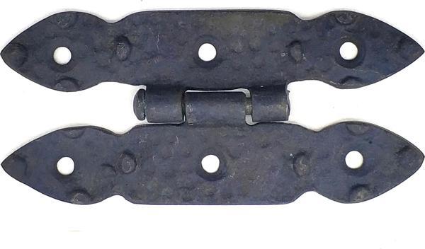 Antika Tarz Dekoratif Pirinç Düğmeli Menteşe - 117x57 Mm, Oksit - Image 1