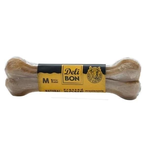Delibon Deri Pres Vakumlu Kemik Köpek Ödülü Naturel 15 Cm 1 Adet - Image 1