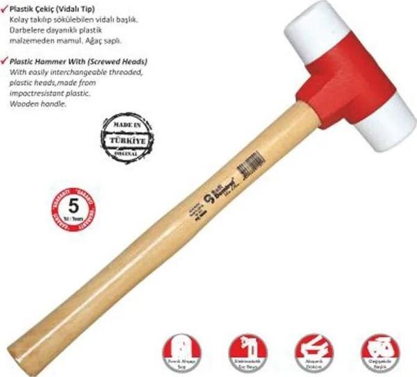 Sert Plastik Çekiç No:30 - Ahşap Saplı - Image 1