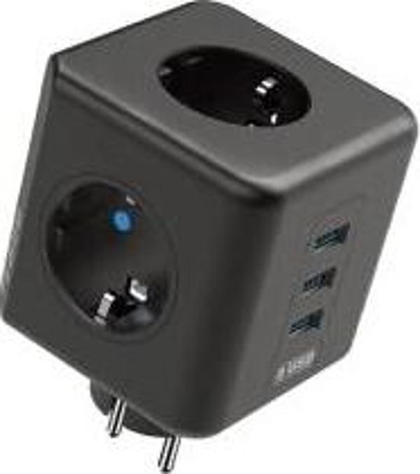 Termal Akım Korumalı Isıya Dayanıklı 3’lü Duvar Tipi Priz 3x Usb 1x Type-c - Image 1