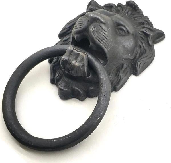 Antika Tarz Dekoratif Pirinç  Kapı Tokmağı, Taktak - 102x130 Mm, Oksit - Image 1