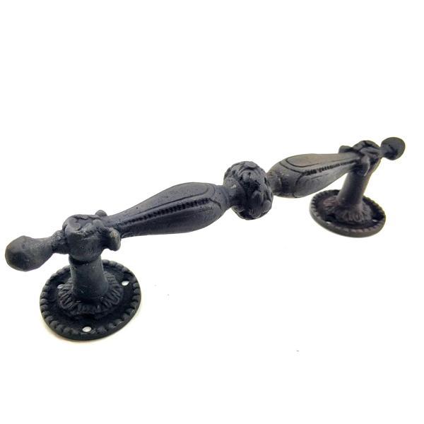 Antika Tarz Dekoratif Pirinç Sütun Çekme Kapı Kolu - 219x49 Mm, Oksit - Image 1