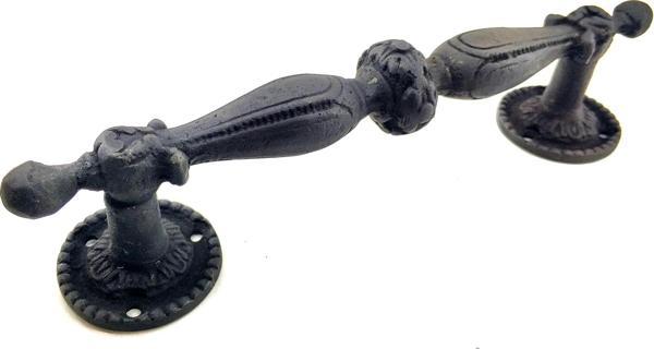 Antika Tarz Dekoratif Pirinç Sütun Çekme Kapı Kolu - 219x49 Mm, Oksit - Image 1