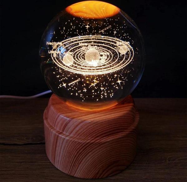 Gezegenler Tasarımlı Dönen Cam Küre - Image 1