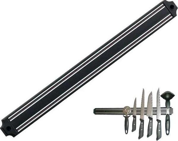 Mıknatıslı Bıçak Tutucu Stand - 38 Cm - Siyah - Paslanmaz Çelik - Mutfak Düzeni - Güvenli Bıçak Sakl - Image 1