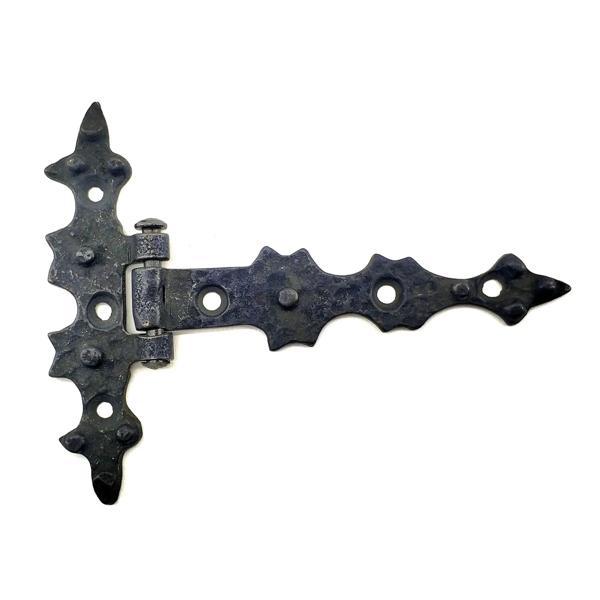 Antika Tarz Dekoratif Pirinç Yıldız Kuyruklu Menteşe - 85x110 Mm, Oksit - Image 1