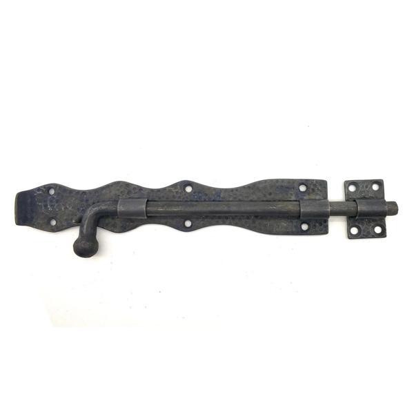Antika Tarz Dekoratif Pirinç Dövme Kapı Sürgüsü - 25cm, Oksit - Image 1