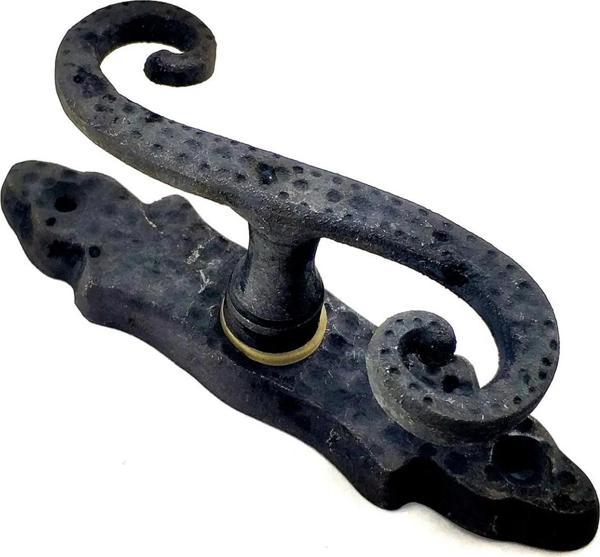 Antika Tarz Dekoratif Pirinç Kıvrık Pencere Kolu - 130x33 Mm, Oksit - Image 1