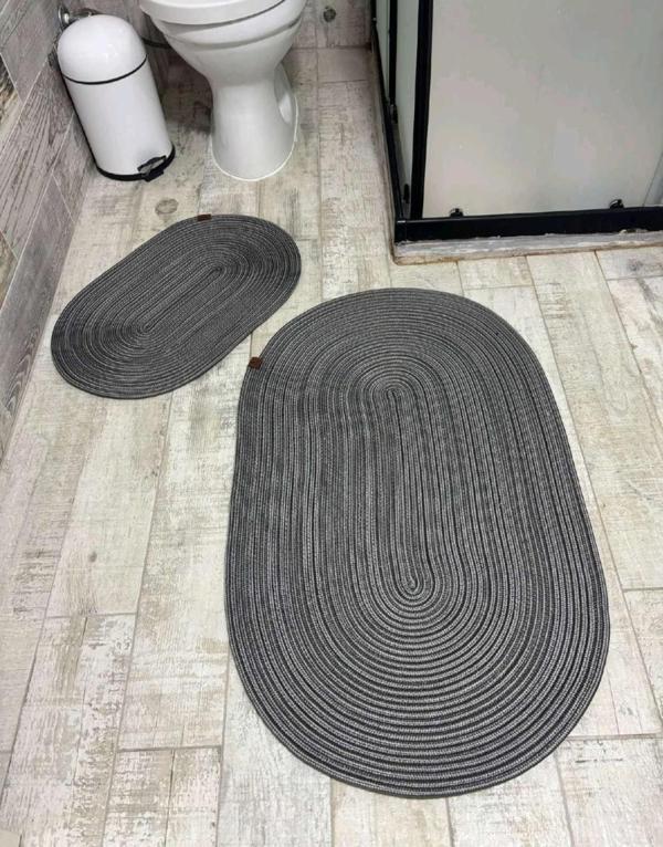 Jüt Hasır 2li Banyo Paspas Takımı-Gri - Image 1