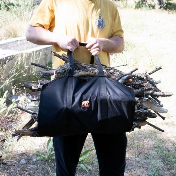 Kamp Ayısı® Woodie™ Siyah Su Geçirmez Oxford Odun Taşıma Çantası 44 Lt | Kamp ve Şömine Kullanımı İçin  - Image 1