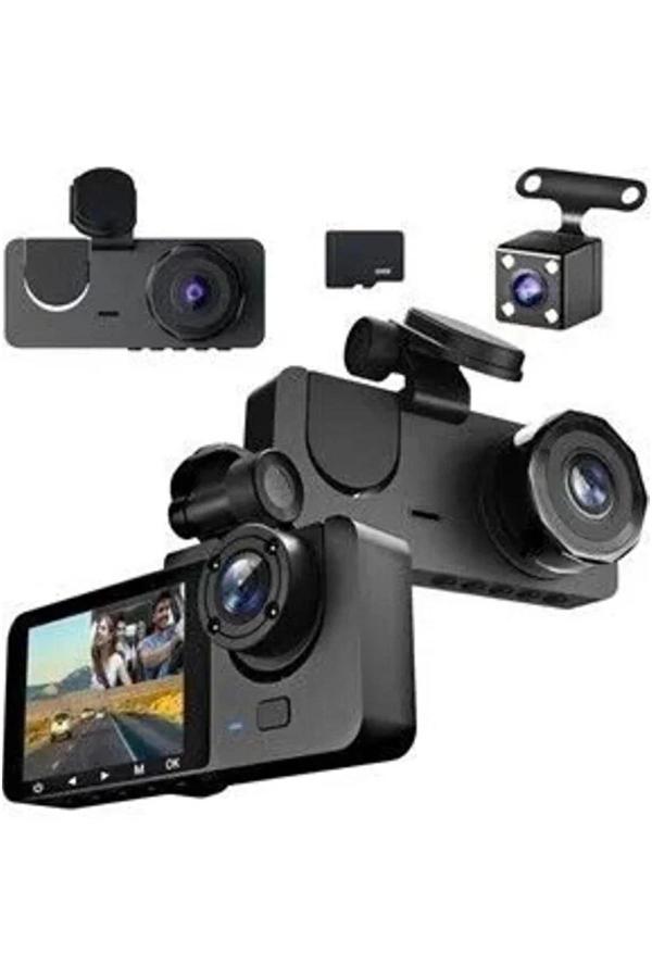Üç Kameralı 1080 Full HD Araç İçi Kamera G-Sensor Özellikli Güvenlik Çözümü Geri Görüşlü - Image 1