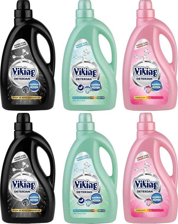 Viking Sıvı Çamaşır Deterjanı 2.7 L 6 Adet - Renkliler Hassas Ciltler Ve Siyahlar - Image 1