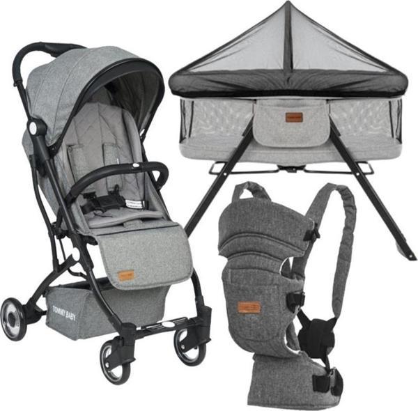 Tommybaby İnci 3 Lü Set Kabin Bebek Arabası Katlanır Beşik Kanguru - Image 1