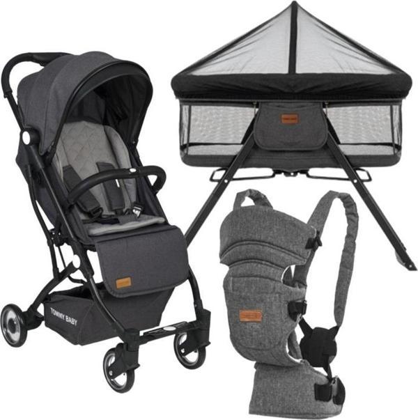 Tommybaby İnci 3 Lü Set Kabin Bebek Arabası Katlanır Beşik Kanguru - Image 1