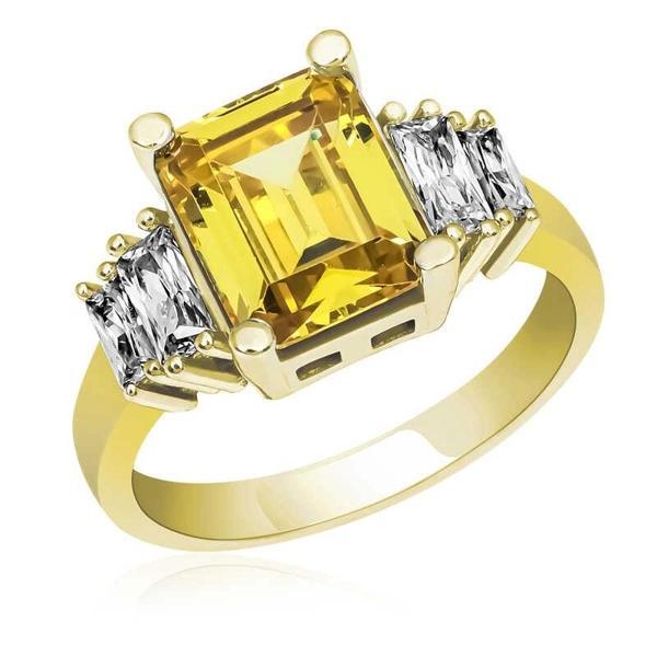 Supertrend Gümüş Sarı Baget Taşlı Gold Bayan Yüzük - Image 1