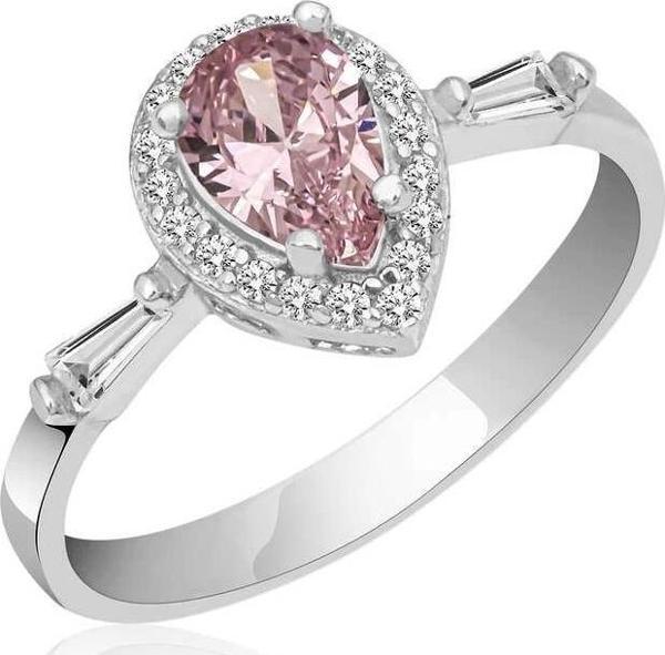 Supertrend Gümüş Pembe Damla Taşlı Kadın Yüzük - Image 1