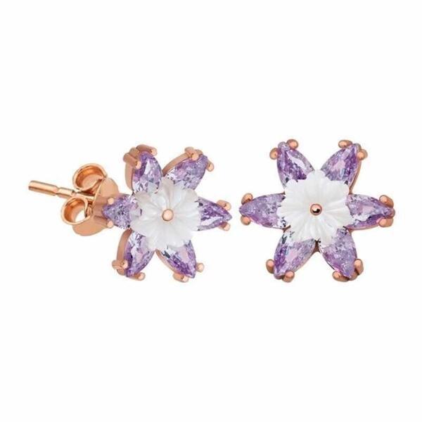 Supertrend Gümüş Lila Lotus Çiçeği Küpe - Image 1