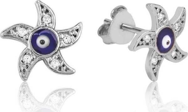 Supertrend Gümüş Nazarlı Deniz Yıldızı Çivili Küpe - Image 1