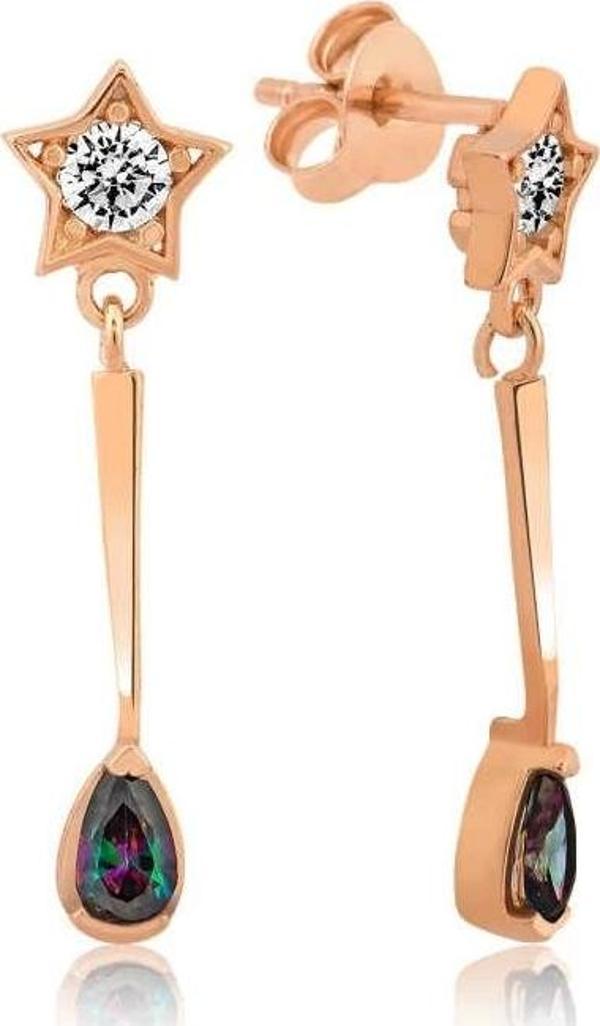 Supertrend Gümüş Yıldızlı Damla Bayan Küpe - Image 1