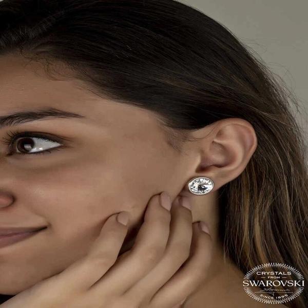 Supertrend Swarovski Crystal Taşlı Gümüş Çivili Kadın Küpe - Image 1