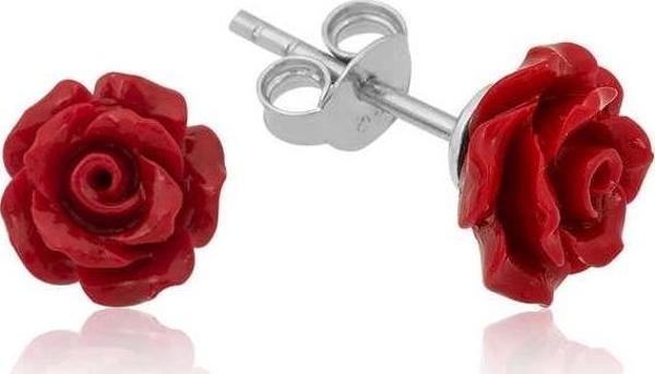 Supertrend ​gümüş Kırmızı Gül Küpe - Image 1