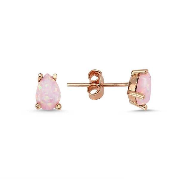 Supertrend ​gümüş Damla Pembe Opal Taş Küpe - Image 1
