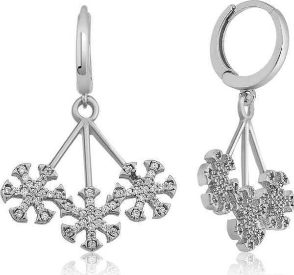 Supertrend Gümüş Üç Kar Taneli Küpe - Image 1