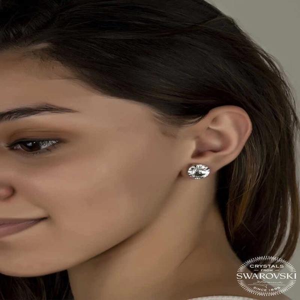 Supertrend Swarovski Crystal Taşlı Gümüş  Çivili Kadın Küpe - Image 1
