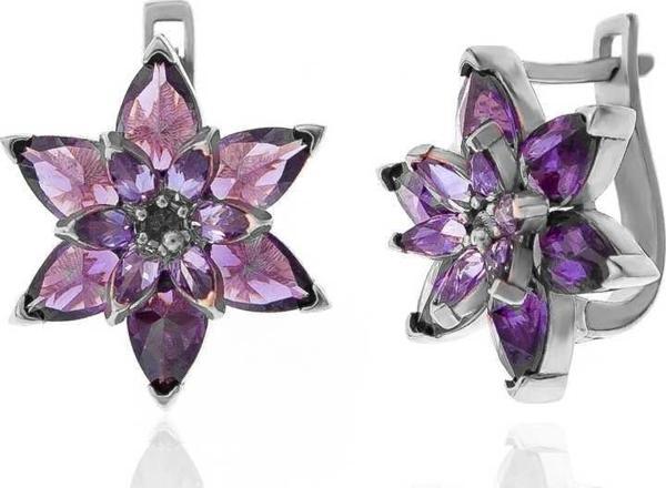 Supertrend Gümüş Mor Lotus Çiçeği Kadın Küpe - Image 1