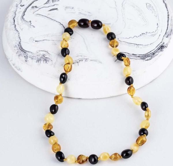 Gümüş Pazarım Çift Renk Orjinal Çocuk Kehribar Kolye - Image 1