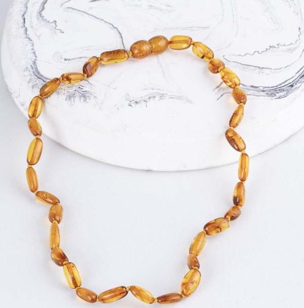 Gümüş Pazarım Kahve Rengi Orjinal Çocuk Kehribar Kolye - Image 1