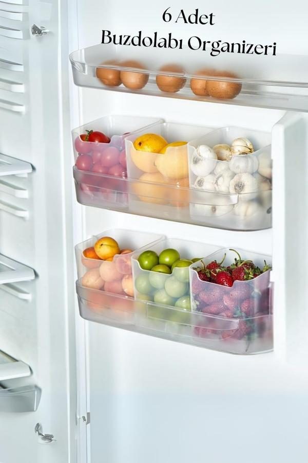 6’lı Şeffaf Buzdolabı Düzenleyici & Buzdolabı Organizeri 800 ml - Image 1