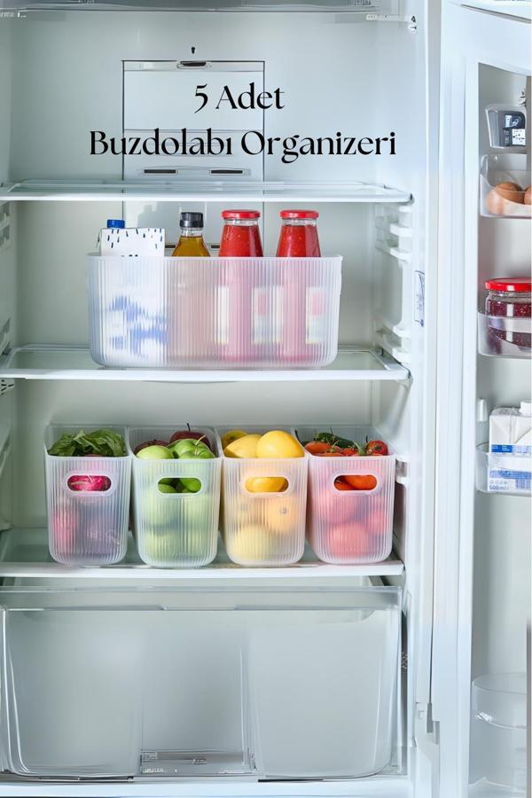 5’li Şeffaf Buzdolabı Organizeri & Buzdolabı Düzenleyici 7,5 Lt - Image 1