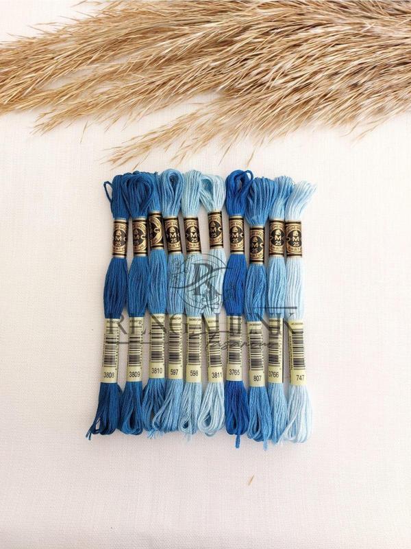 Muline Turkuaz Mavi 10'lu Renkler Iplik Seti - Image 1