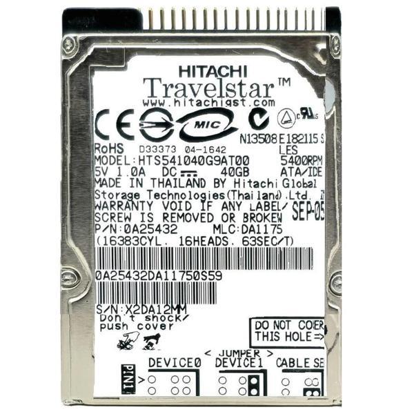 HİTACHİ Travelstar 40GB 5400rpm PATA (IDE) Harddisk HTS541040G9AT00 39T2521 - Image 1