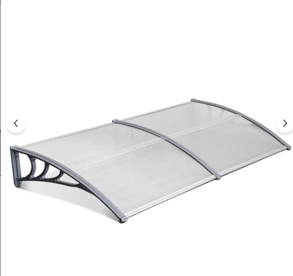 Kapı Üstü Pratik Sundurma 200 X 80 cm  Gri Ayak Şeffaf Levha - Image 1