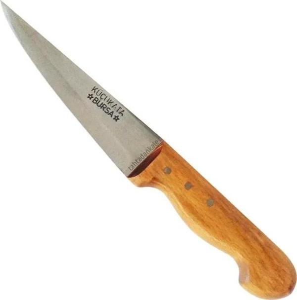 Bursa Kalın Sivri Kasap Bıçağı No:3, 17 Cm - Ahşap Sap - Image 1