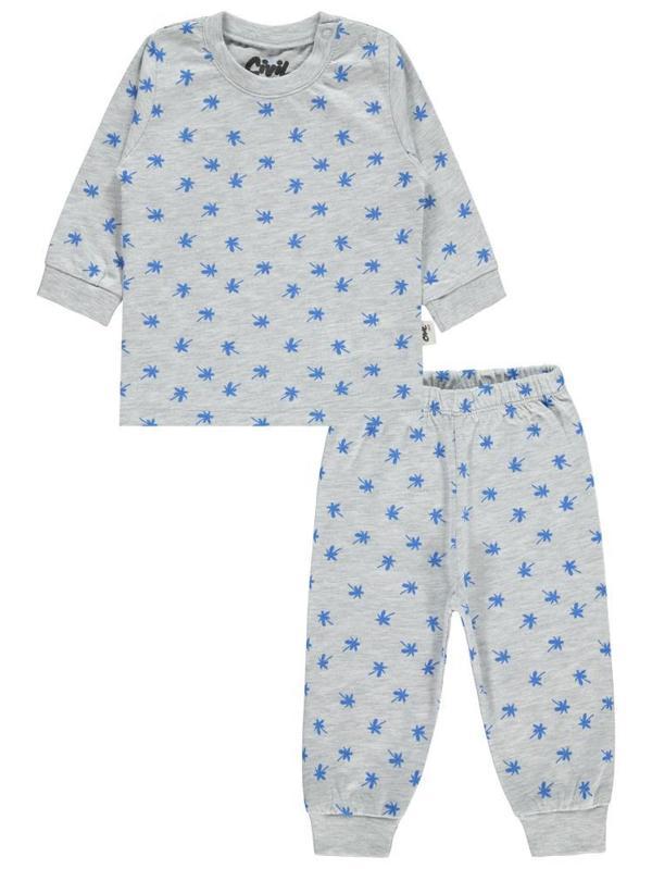 Civil Baby Palmiye Emprime 6-18 Ay Erkek Pijama Takım - Gri6-9 Ay - Image 1