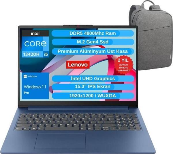 Lenovo IP Slim 3 15IRH10 Intel Core I5-13420H 16GB 512GB SSD Wuxga 15.3" IPS  Win11P Taşınabilir Bilgisayar 83K10062TR - Lenovo Çanta WZ14 - Image 1