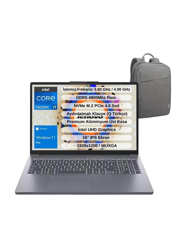Lenovo IP Slim 3 Intel Core I7 13620H 40GB 512GB SSD 16" Wuxga IPS Win11pro Taşınabilir Bilgisayar 83K2001WTR - Lenovo Çanta WZ16 - Image 1