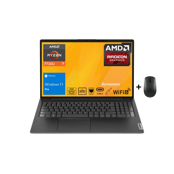 Lenovo V15 G4 ABP AMD Ryzen 7 7730U 24GB 512GB SSD 15.6" FHD Win11Pro Taşınabilir Bilgisayar 82YY0012TR - Lenovo Mouse WZ35 - Image 1