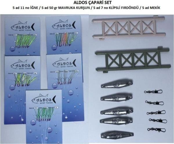 Aldos sport fishing Çapari Istavrit Çapari Seti 11 No Iğneli Kurşunlu Fırdöndülü 20 Parça - Image 1